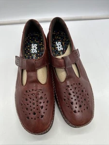 New SAS Willow Brown Walnut Leather T-Strap Slip On Loafers Shoes Womens 9.5 M - Bild 1 von 15
