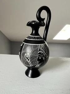 Jarra griega miniatura vintage pintada a mano réplica antigua linda decoración negra - Imagen 1 de 10