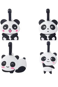 Giant Panda Fashion Luggage Tags Cute Holiday Suitcase Labels Travel Bag 4 Pack - Picture 1 of 7