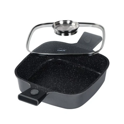 Stoneline Imagination Plus Padella Angolare, Rettangolare, 24 x 24 cm, Coperchio in Vetro Aromatico - Immagine 1 di 4