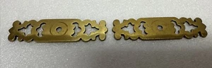 2 Vntg Dawer Pull Brass Cabinet Back Plates Hardware Salvage 3" Victorian - Picture 1 of 8