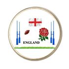 Rugby England Rose Sport Silver Colour Round Badge With A Velvet Bag
