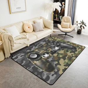 Gaming Area Rug 5x7 Gamer Rugs for Living Room Bedroom, Green Gray Camouflage... - Picture 1 of 7
