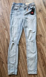 True Craft Jeans Womens Size 1 Blue Denim Skinny Stretch Distressed Casual NWT - Picture 1 of 4