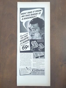 1939 Vintage Gillette Print Ad. Jack Dempsey Rasur - Bild 1 von 1