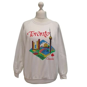Sudadera De Colección Turística De Gran Tamaño Toronto Canadá Blanca Años 80 90 Para Mujer L 14 - Imagen 1 de 8