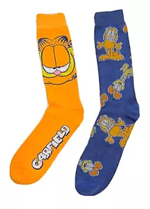 New GARFIELD & ODIE MEN’S 2 Pair Crew Socks Nickelodeon Size 6-12 - Picture 1 of 1