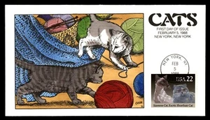 MayfairStamps US FDC 1988 New York Unsealed Hand Painted Siamese Cat Exotic Shor - Picture 1 of 2