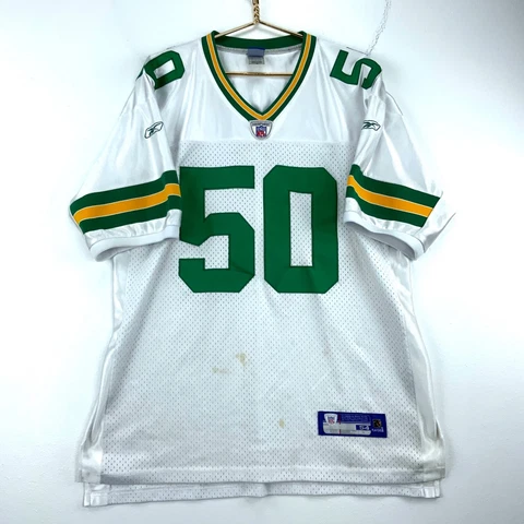 Vintage Green Bay Packers A. J. Hawk #50 Reebok Jersey Size 54 White Nfl Cover