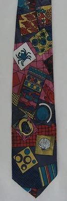 Gravata masculina Pirelli novidade pescoço concha caranguejo peixe flores geométrica - Imagem 1 de 2