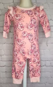 Lullaby Lane Pink Roses Long Sleeve Romper W/ Snaps 3-6 Mo (15-18 lbs 24-27 in) - Picture 1 of 4