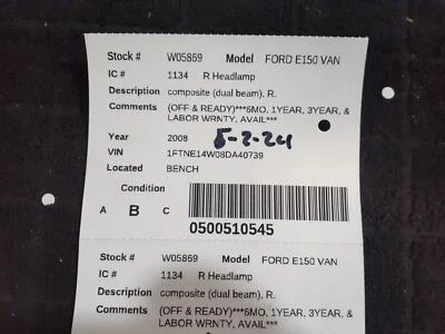 Conjunto de faros derechos usados se adapta a: camioneta Ford e150 2008 compuesto doble haz Foto 1 de 4