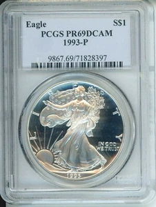 1993-P American Silver Eagle ASE S$1 PCGS PF69 PR69 PROOF DCAM P.Q. Older Holder - Picture 1 of 2