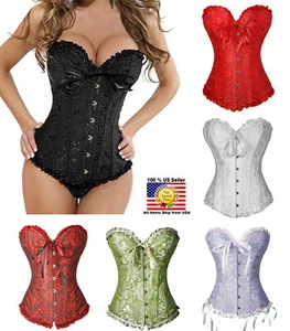 Corsé Entrenador Cintura Deshuesada Negro Punk Mujeres Sobre Busto Con Cordones Bustier Top Modelador - Imagen 1 de 13