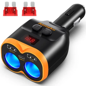 Double chargeur USB adaptateur secteur voiture LCD allume-cigare séparateur de prise DC 12V - Photo 1 sur 7