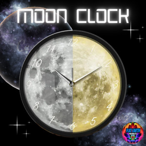 Full Moon Celestial Glow In Dark Wall Clock Smart LED Lunar Eclipse Radium Decor