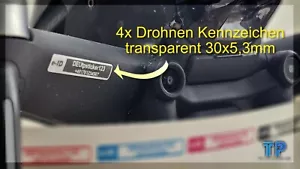 4x EU Drohnen Kennzeichen UAS Kennzeichnung Plakette eID e-ID Adresse Folie - Bild 1 von 6
