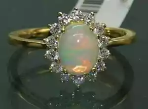 2.50Ct Oval Cut Natural Fire Opal Wedding Engagement Ring 14K Yellow Gold Plated - Picture 1 of 6