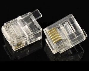 10X CONNETTORE PLUG RJ12 6P6C Maschio PVC Trasparente telefono cavo modem adsl - Photo 1/1