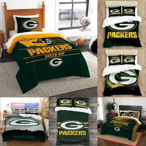 Green Bay Packers 3PCS Duvet Cover Pillowcase Comforter Cover All Season US Size Cover