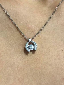 Platinum Sterling Silver White Sapphire "Dancing Diamond" Wish Bone Necklace New - Picture 1 of 9