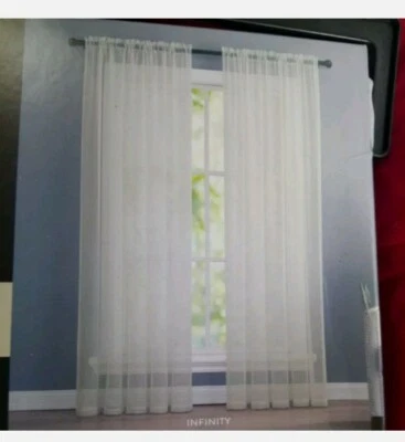 2 BRAND NEW Victoria Classics Infinity Sheer Panels, 55X84, Ivory (BB) - Image 1 of 2