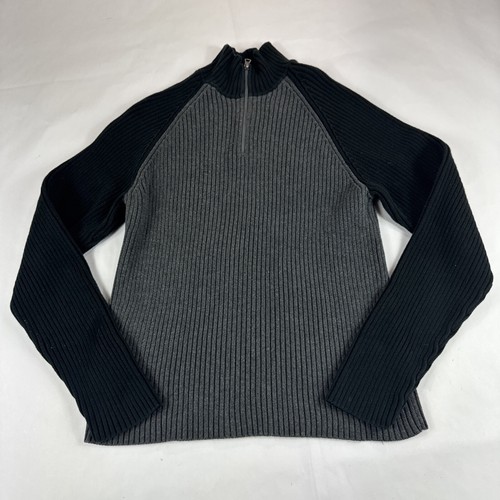 Polo Jeans Ralph Lauren Sweater Men L Ribbed Chunky Knit 1/4 Zip Gray ...