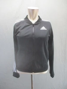 ADIDAS Size XL (16) Girls Black Full Zip Pocket Fitted Bomber Track Jacket 672 - Picture 1 of 8