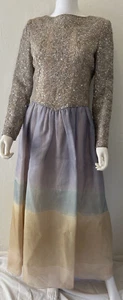 Vintage Mary McFadden Couture Dress Beaded Watercolor Mother Of The Bride Sz 12 - Picture 1 of 14