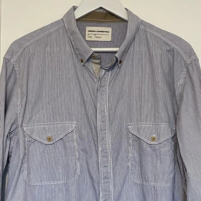 French Connection Shirt size XL Regular Striped Dual Pocket Cotton Casual VGC - Image 1 of 4