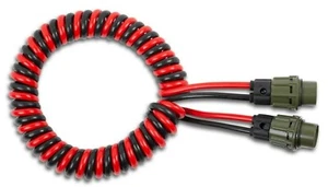 2 Polig 2 Pol NATO-Elektrowendel Spiralkabel mit Steckern 2x50mm² 4m 12V / 24V - Bild 1 von 3