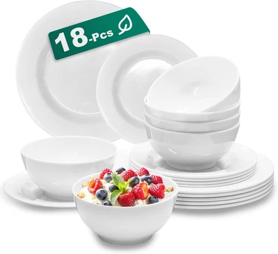 6 Sets Plates And Bowls Set(18 Piece) - Unbreakable Lightweight Dinnerware Set - Image 1 of 4