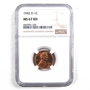 1942 D Lincoln Wheat Cent MS 67 RD NGC Penny Uncirculated SKU:I3179 - Picture 1 of 4