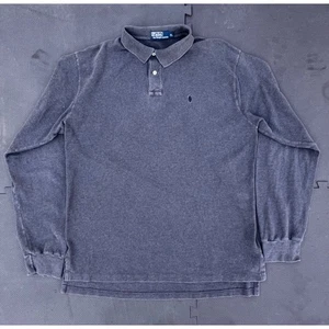 Vintage Polo Ralph Lauren Mens Long Sleeve Polo Shirt Gray Extra Large XL Y2K - Picture 1 of 7