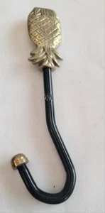 Vintage Heavy Solid PINEAPPLE Victorian Brass Damper Pull Hook 8" - Picture 1 of 2