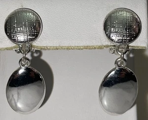 Signed LC Vintage Silver Tone Dangle Clip On Earrings Jewelry Gar3-30 - Picture 1 of 9