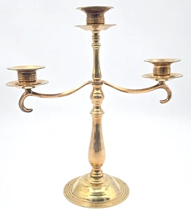 Candelabro a tre bracci in ottone portacandele triplo cono elegante 11,75" x 10,75" - Foto 1 di 15
