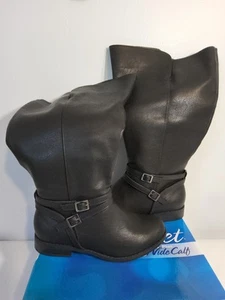 Easy Street Women's Black Bay Plus Plus Wide Wide Calf Knee High Boots 7.5 WW - Picture 1 of 4