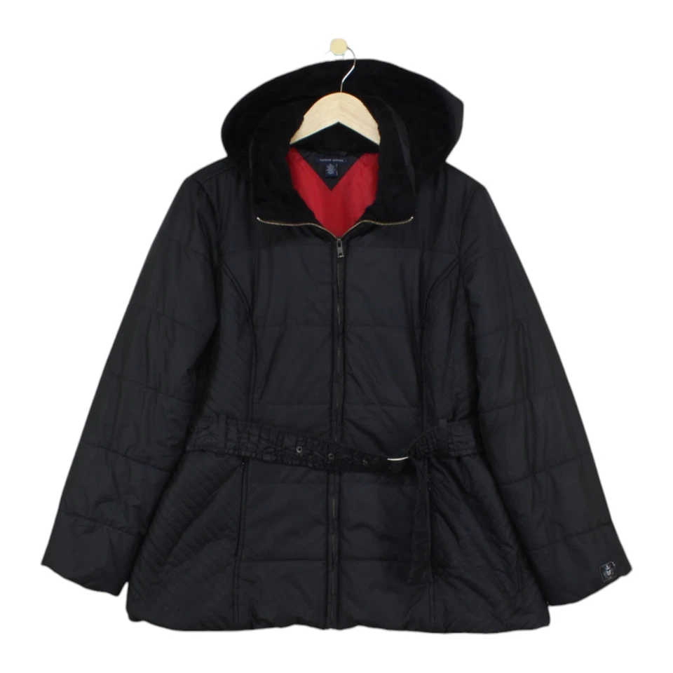 Abrigo parka Tommy Hilfiger para mujer talla XL negro con capucha aislante cremallera completa Foto 1 de 4