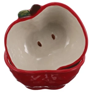 2 Stück Apfel Salat Schüssel Obst Deko Servierschalen Keramik Müsli - Bild 1 von 12