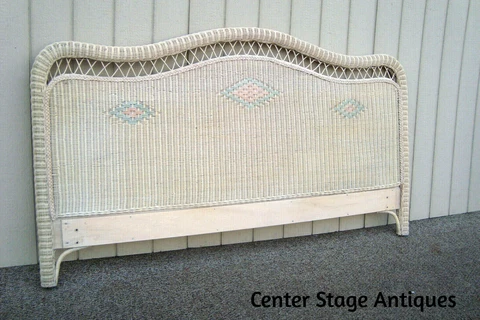 60837 HENRY LINK King Size Wicker Romantic Shabby Headboard Bed Cover