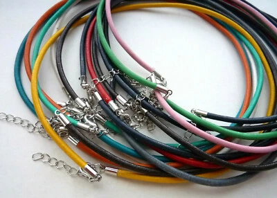 Lederkette Halskette Damenkette Collier 3mm mit Karabinerverschluss 2113K - Bild 1 von 4