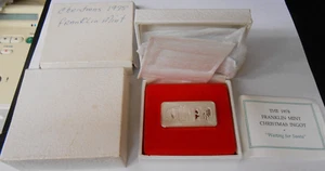 1978 FRANKLIN MINT 500 GRAINS STERLING SILVER CHRISTMAS INGOT BOX AND COA - Picture 1 of 7