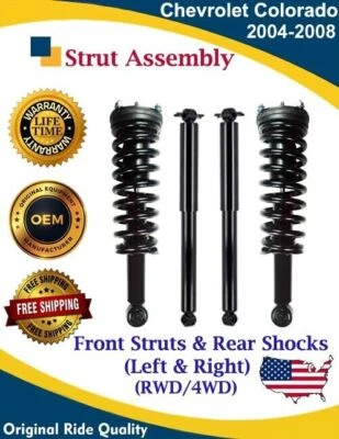Apoios de suspensão dianteiros e amortecedores traseiros para Chevrolet Colorado 2004-2008 garantia vitalícia - Imagem 1 de 4