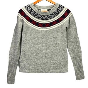 SKHOOP Sweater Womens Extra Small Gray Lambswool Fair Isle Scandinavian Nordic - Picture 1 of 7