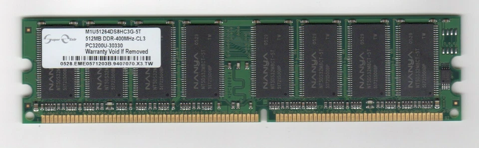 Elixir M1U51264DS8HC3G-5T DDR 512MB PC-3200 Non-ECC 184-pin RAM Memory - Image 1 of 1
