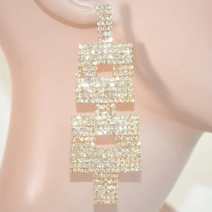 Orecchini Donna strass oro dorati cristalli pendenti lunghi brillantini U700 - Foto 1 di 2