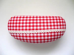CHECKER Eyeglass/Sunglasses Hard Case w/Crochet Trim Large Red or Green BN - Picture 1 of 10