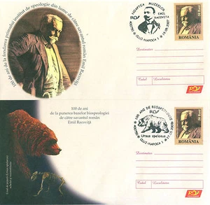 Romania 2007 E.Racovita Microscope,Cave Bear,Olm,Insect,4 st covers,special cds - Picture 1 of 2