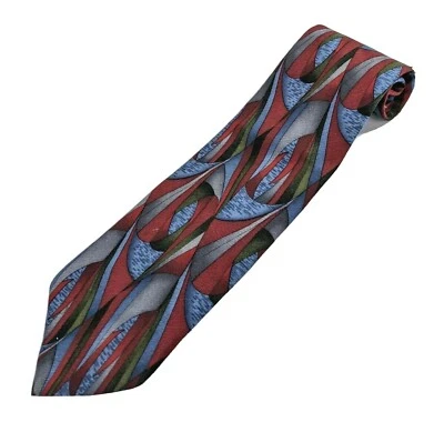 Cocktail Collection By Stonehenge Vodka Men's Tie Blue Red 100% Silk Abstract - Image 1 of 4